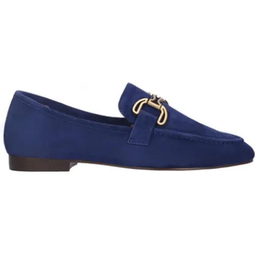 Blaue Wildleder-Loafer mit Goldener Schnalle - Bibi Lou - Modalova