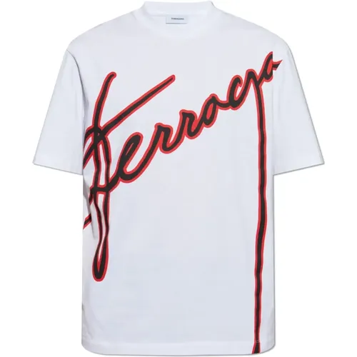 T-Shirt mit bedrucktem Logo , Herren, Größe: L - Salvatore Ferragamo - Modalova