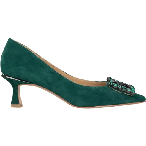 Rhinestone Embellished Heeled Pump Shoes , female, Sizes: 6 UK, 4 UK, 7 UK, 5 UK - Alma en Pena - Modalova