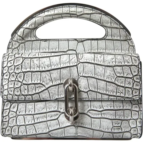 Luxuriöse Metallic Silber Alligator Mini Tasche - Balenciaga - Modalova