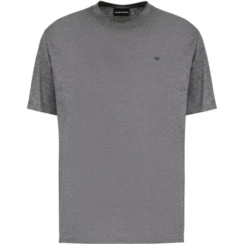 Classic Cotton T-Shirt with Logo in Grey , male, Sizes: L, XL, 2XL, M - Emporio Armani - Modalova