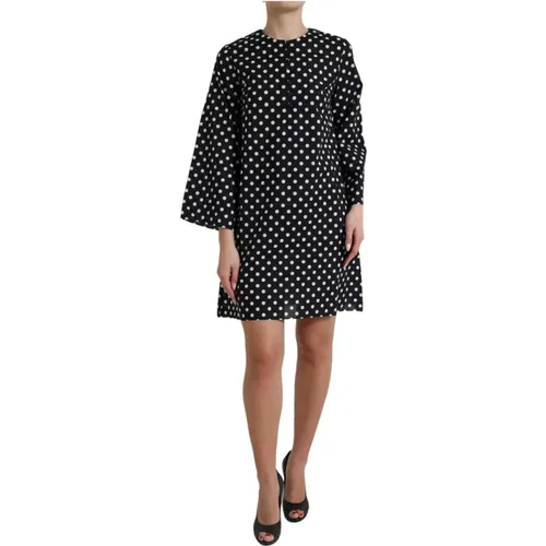 Short Dresses, female, , Size: XS Elegant Polka Dot Shift Mini Dress - Dolce & Gabbana - Modalova