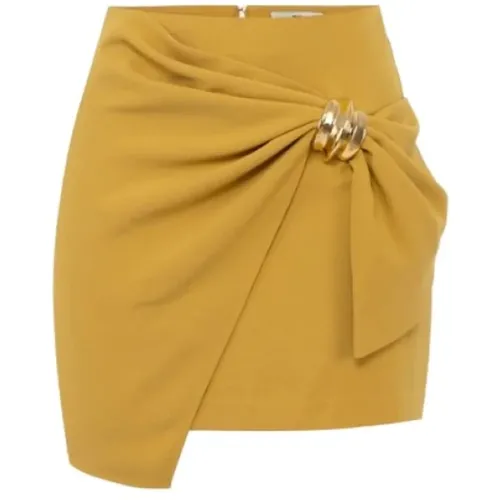 Short Skirts, female, , Size: L Wrap Mini Skirt with Bow - Elisabetta Franchi - Modalova