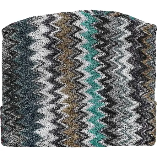 Beanies, female, , Size: ONE SIZE Zig Zag Lurex Print Hat - Missoni - Modalova