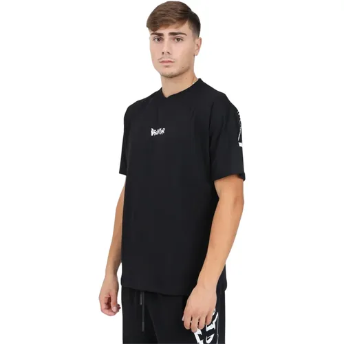 Schwarzes T-Shirt mit kurzem Ärmel und Logo , Herren, Größe: M - Disclaimer - Modalova