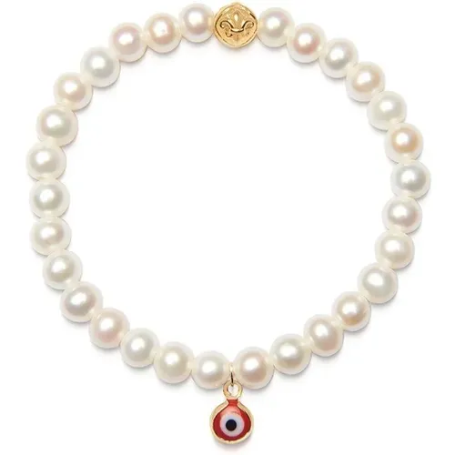Wristband with Pearls and Evil Eye Charm , female, Sizes: M, XS, S, L - Nialaya - Modalova