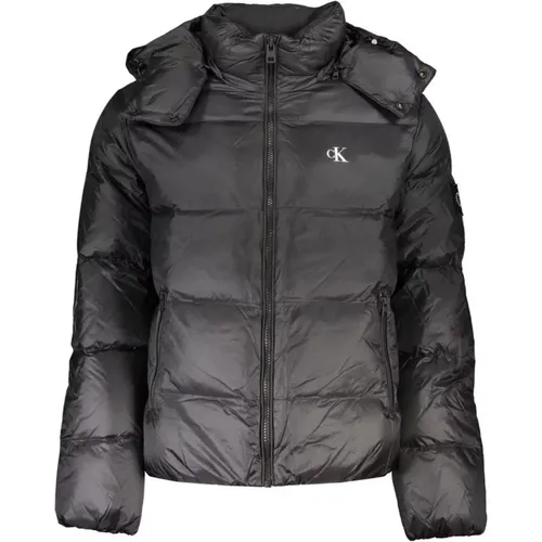 Removable Hooded Polyamide Jacket with Print and Logo , male, Sizes: M, 2XL, L, XL - Calvin Klein - Modalova