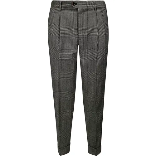 Chinos, male, , Size: XL Patterned Check Trousers with Pleats - PT Torino - Modalova