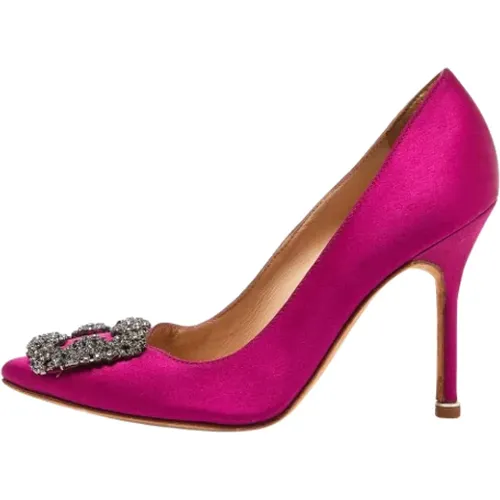 Pre-owned Satin heels , female, Sizes: 2 1/2 UK - Manolo Blahnik Pre-owned - Modalova