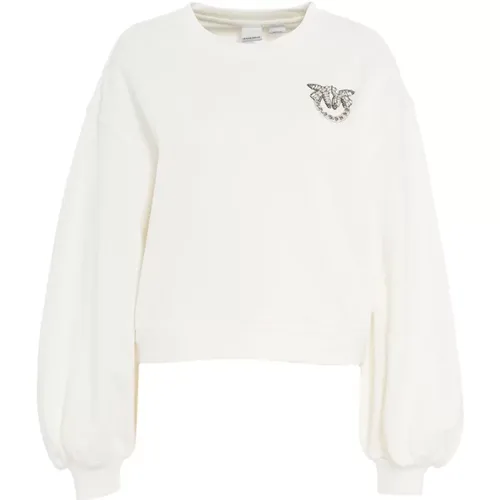 Rhinestone Logo Sweatshirt , female, Sizes: L, S, M - pinko - Modalova