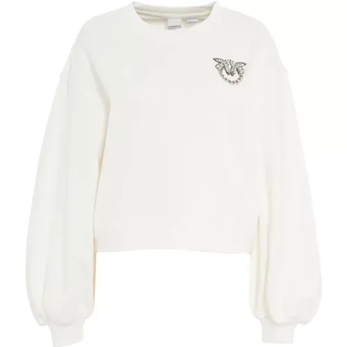 Sweatshirt mit Strass-Logo , Damen, Größe: S - pinko - Modalova