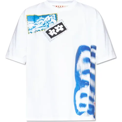T-Shirts, male, , Size: 2XL T-shirt with a pattern - Marni - Modalova