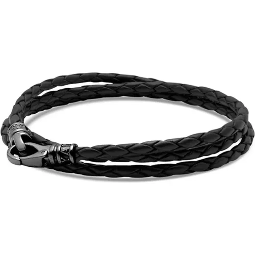 Men's Wrap Around Leather Bracelet , male, Sizes: M, 2XL, L, XL - Nialaya - Modalova