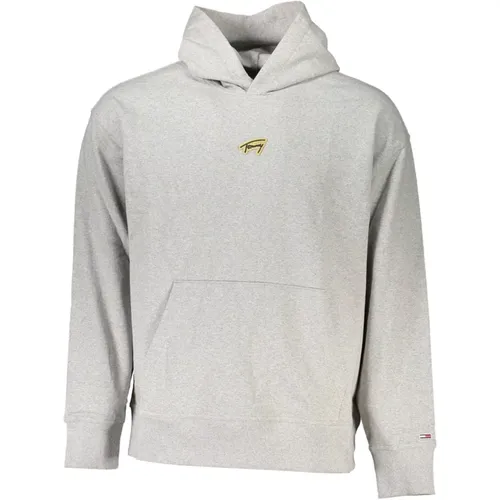 Grauer Hoodie mit Stickerei und Logo , Herren, Größe: S - Tommy Hilfiger - Modalova