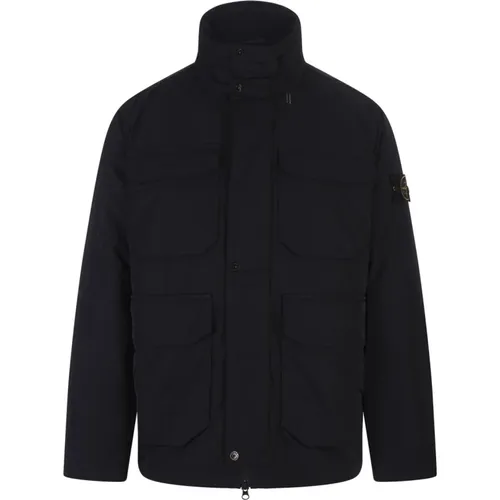 Navy Field Jacket Hood PrimaLoft , male, Sizes: L, M, XL - Stone Island - Modalova