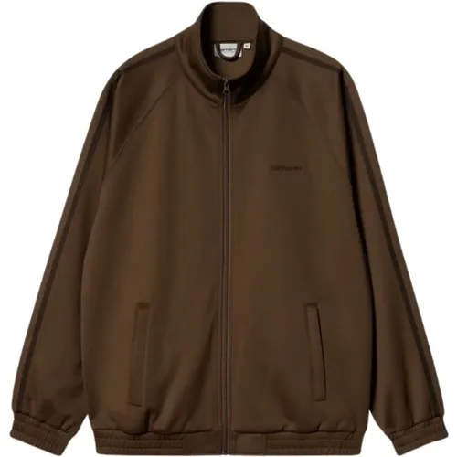 Braune Interlock Reißverschlussjacke Polyester Baumwolle , Herren, Größe: S - Carhartt WIP - Modalova