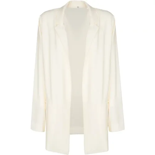 Cream Oversized Jacket , female, Sizes: L, XS - Ottod'Ame - Modalova
