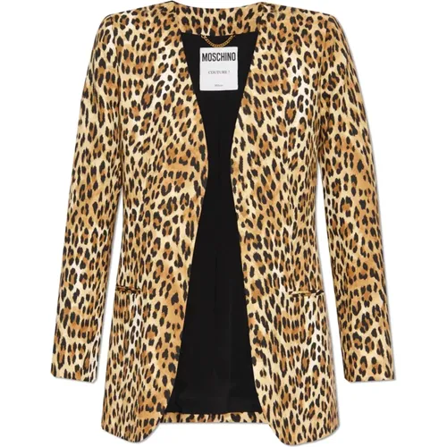 Blazers, female, , Size: S Blazer with animal motif - Moschino - Modalova