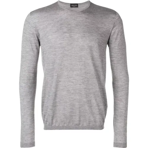 Grey Sweater Crew Neck Long Sleeve , male, Sizes: XL, M - Roberto Collina - Modalova