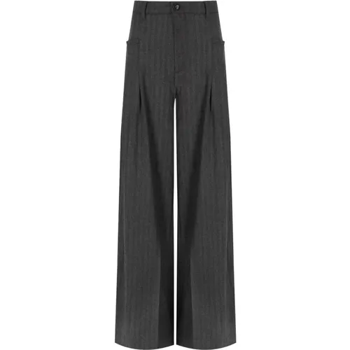 Herringbone Wide Leg Hose , Damen, Größe: M - White Sand - Modalova