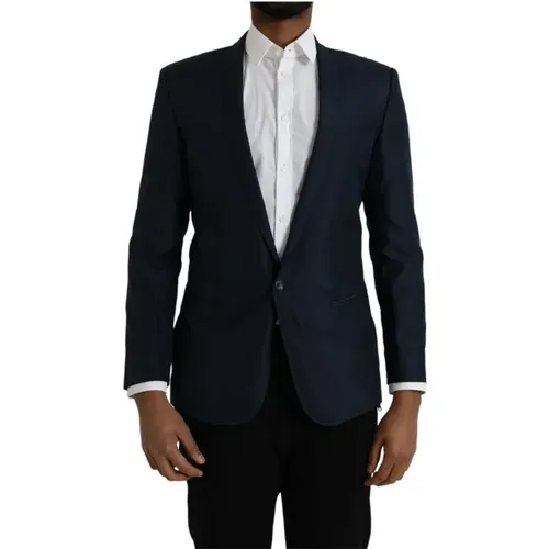 Blazers, male, , Size: L Slim Fit Blazer One Button - Dolce & Gabbana - Modalova