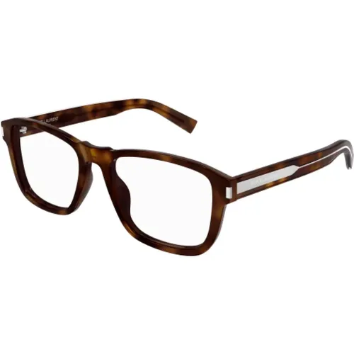 Rectangular Optical Glasses in Havana Tortoise , unisex, Sizes: M - Saint Laurent - Modalova