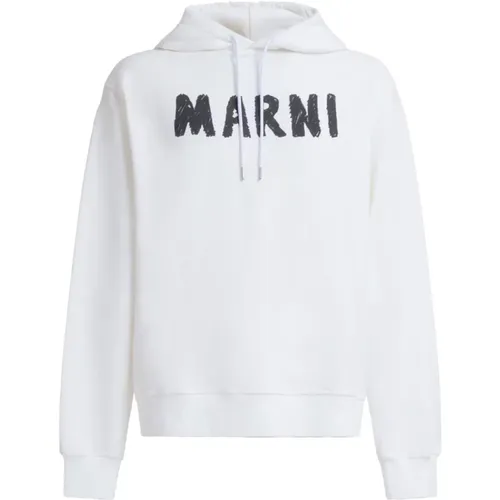 Hoodies, male, , Size: M Cotton Hoodie with Logo Print - Marni - Modalova