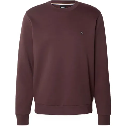 Sweatshirts, male, , Size: M Bordeaux Round Neck Sweatshirt - Sharpe - Boss - Modalova