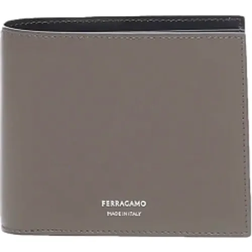 Wallets & Cardholders, male, , Size: ONE SIZE Taupe Leather Wallet with Multiple Compartments - Ferragamo - Modalova