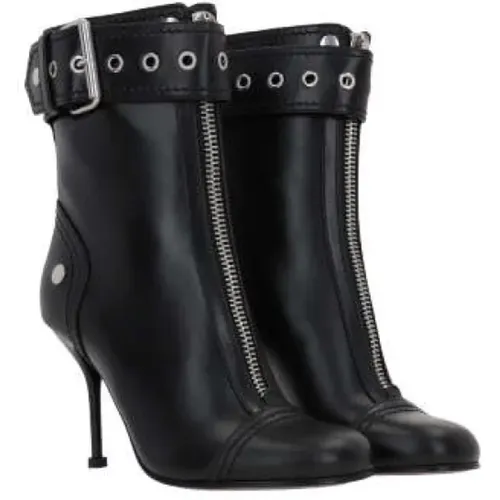 Leather Stiletto Boots with Zipper , female, Sizes: 3 UK, 3 1/2 UK, 5 UK, 5 1/2 UK, 7 UK, 4 UK - alexander mcqueen - Modalova