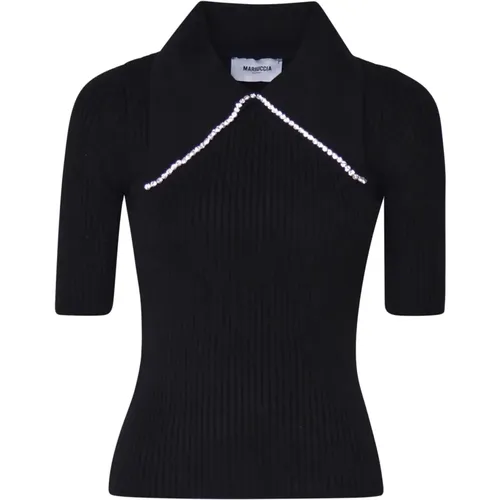 Schwarzer Kurzarm-Pullover , Damen, Größe: M - Mariuccia Milano - Modalova