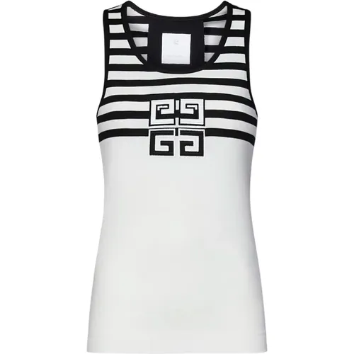 Striped Cotton Sleeveless Top with 4G Logo , female, Sizes: M - Givenchy - Modalova
