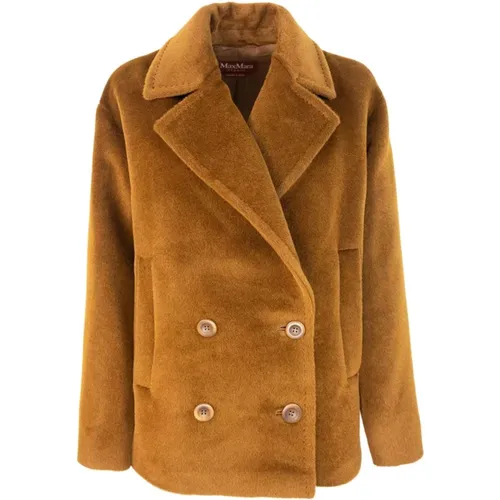 Blazers, female, , Size: S Alpaca and wool double-breasted coat - Max Mara Studio - Modalova