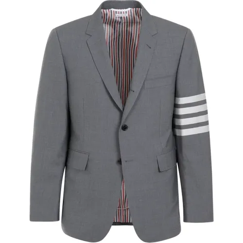 Blazers, male, , Size: 2XL Grey Wool Blazer Jacket - Thom Browne - Modalova