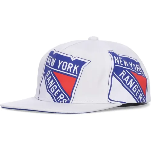 NY Rangers Flat Brim Cap , male, Sizes: ONE SIZE - Mitchell & Ness - Modalova