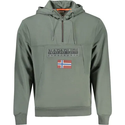 Zip-throughs, male, , Size: S Hooded Sweatshirt with Half Zip - Napapijri - Modalova