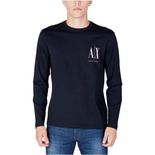 Herren Blaues Print T-Shirt - Armani Exchange - Modalova