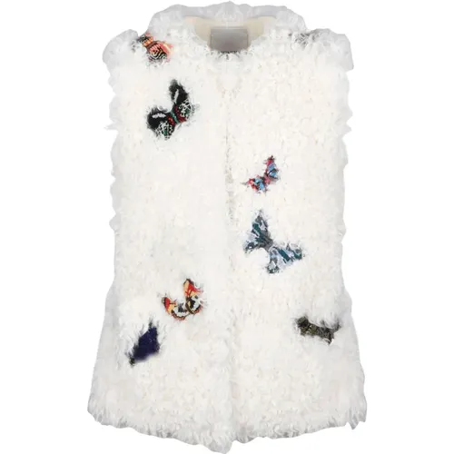 Embroidered Patch Fur Vest , female, Sizes: XS - Valentino - Modalova