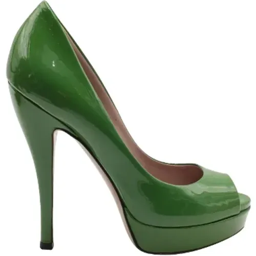 Pre-owned Patent Leather Peep-toe Heels , female, Sizes: 2 1/2 UK - Gucci Vintage - Modalova