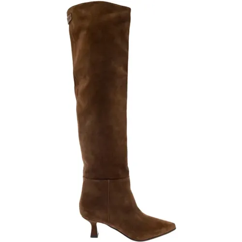 Knee-high Slip-On Leather Boots , female, Sizes: 5 UK, 7 UK, 4 UK - 3Juin - Modalova