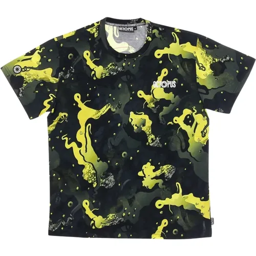 T-Shirts, male, , Size: M Camo Tee Yellow/Black Short Sleeve Shirt - Octopus - Modalova