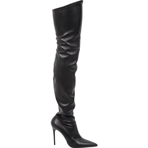 Schwarze Supreme Stretch Overknee-Stiefel , Damen, Größe: 38 1/2 EU - Sergio Levantesi - Modalova