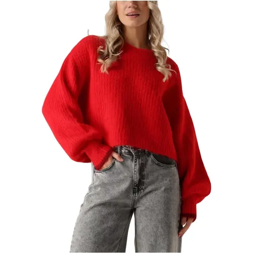 Roter Crop-Strickpullover , Damen, Größe: M - Co'Couture - Modalova