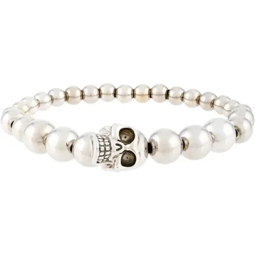 Bracelets, male, , Size: ONE SIZE Silver Skull Bracelet - alexander mcqueen - Modalova