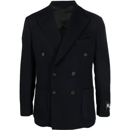 Blazers, male, , Size: M Double-Breasted Wool-Blend Blazer - Doppiaa - Modalova