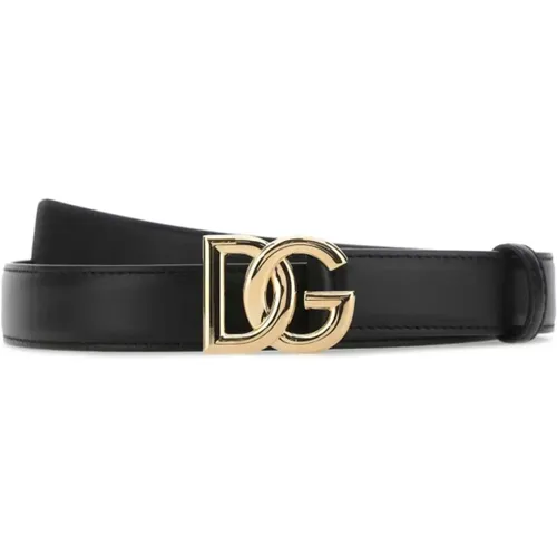 Schwarzer Ledergürtel , Damen, Größe: 105 CM - Dolce & Gabbana - Modalova