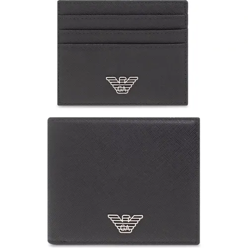 Wallets & Cardholders, male, , Size: ONE SIZE Canvas Wallet and Card Holder - Emporio Armani - Modalova