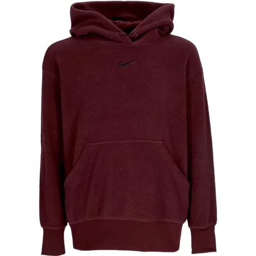 Hoodies, female, , Size: S Plush Hoodie Burgundy Crush/Black - Nike - Modalova