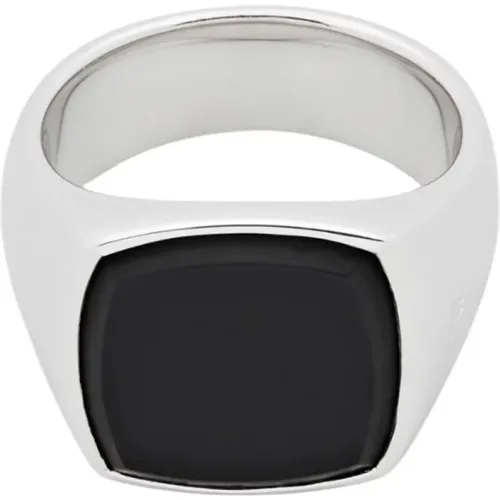 Black Onyx Signet Ring Silver Jewelry , unisex, Sizes: 62 MM, 64 MM - Tom Wood - Modalova