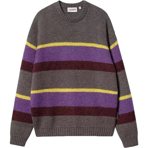 Round-neck Knitwear, male, , Size: L Striped Knit Sweater Aura - Carhartt WIP - Modalova